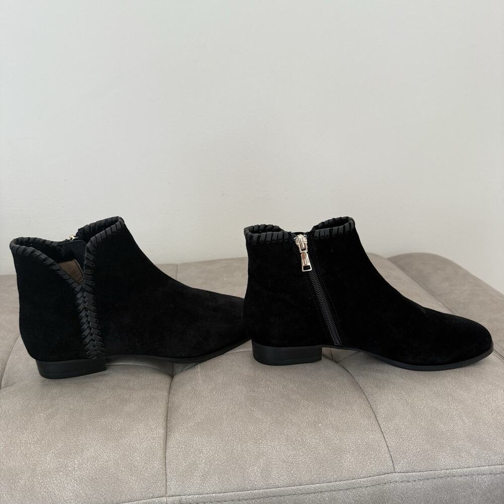 Jack Rogers Raegan Bootie Women’s Size 5.5M Black Suede Ankle Boots Braided Trim
